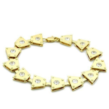MALO2002 - Matte Gold & Gold Brass Bracelet with AAA Grade CZ  in Clear