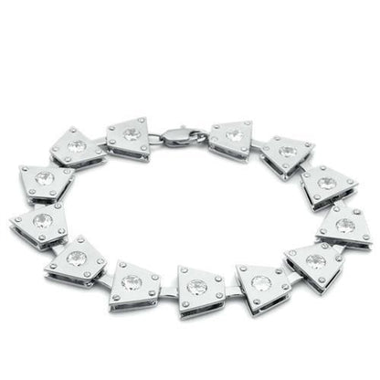 MALO2003 - Matte Rhodium & Rhodium Brass Bracelet with AAA Grade CZ  in Clear