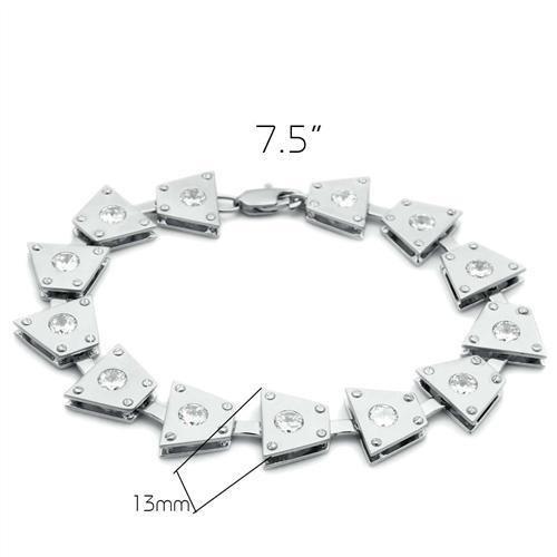 MALO2003 - Matte Rhodium & Rhodium Brass Bracelet with AAA Grade CZ  in Clear