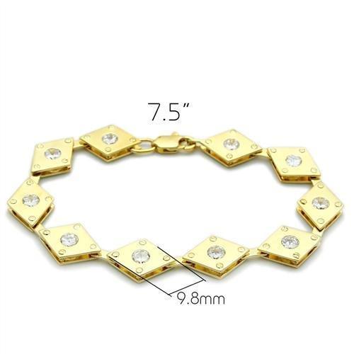 MALO2007 - Matte Gold & Gold Brass Bracelet with AAA Grade CZ  in Clear