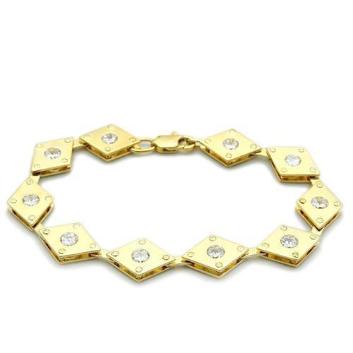 MALO2007 - Matte Gold & Gold Brass Bracelet with AAA Grade CZ  in Clear