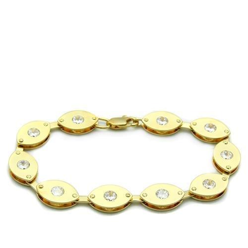 MALO2010 - Matte Gold & Gold Brass Bracelet with AAA Grade CZ  in Clear