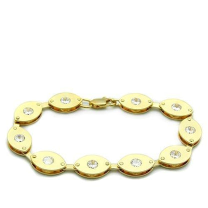 MALO2010 - Matte Gold & Gold Brass Bracelet with AAA Grade CZ  in Clear