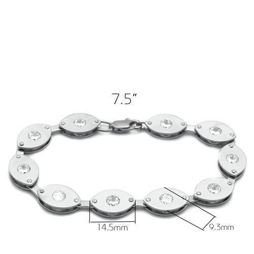 MALO2011 - Matte Rhodium & Rhodium Brass Bracelet with AAA Grade CZ  in Clear