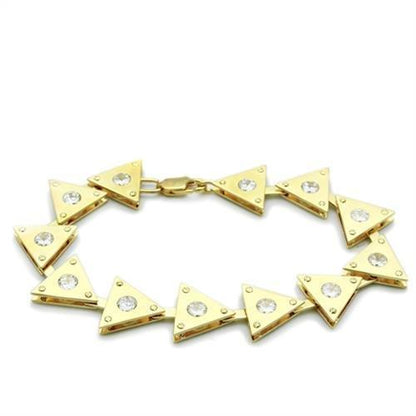 MALO2012 - Matte Gold & Gold Brass Bracelet with AAA Grade CZ  in Clear