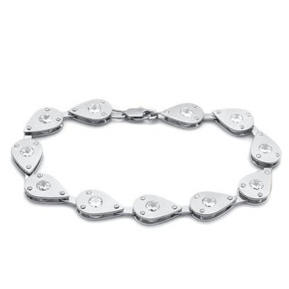MALO2014 - Matte Rhodium & Rhodium Brass Bracelet with AAA Grade CZ  in Clear