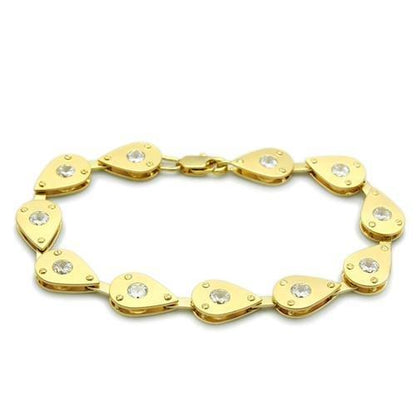 MALO2015 - Matte Gold & Gold Brass Bracelet with AAA Grade CZ  in Clear
