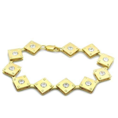 MALO2017 - Matte Gold & Gold Brass Bracelet with AAA Grade CZ  in Clear