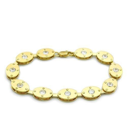 MALO2018 - Matte Gold & Gold Brass Bracelet with AAA Grade CZ  in Clear