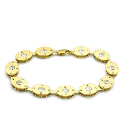 MALO2018 - Matte Gold & Gold Brass Bracelet with AAA Grade CZ  in Clear