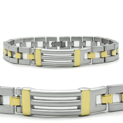 MALO2030 - Matte Rhodium & Gold White Metal Bracelet with No Stone