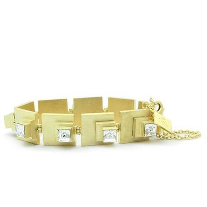 MALO2037 - Matte Gold Brass Bracelet with Top Grade Crystal  in Clear