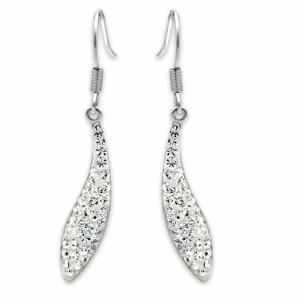 MALO2041 - Rhodium Brass Earrings with Top Grade Crystal  in Clear