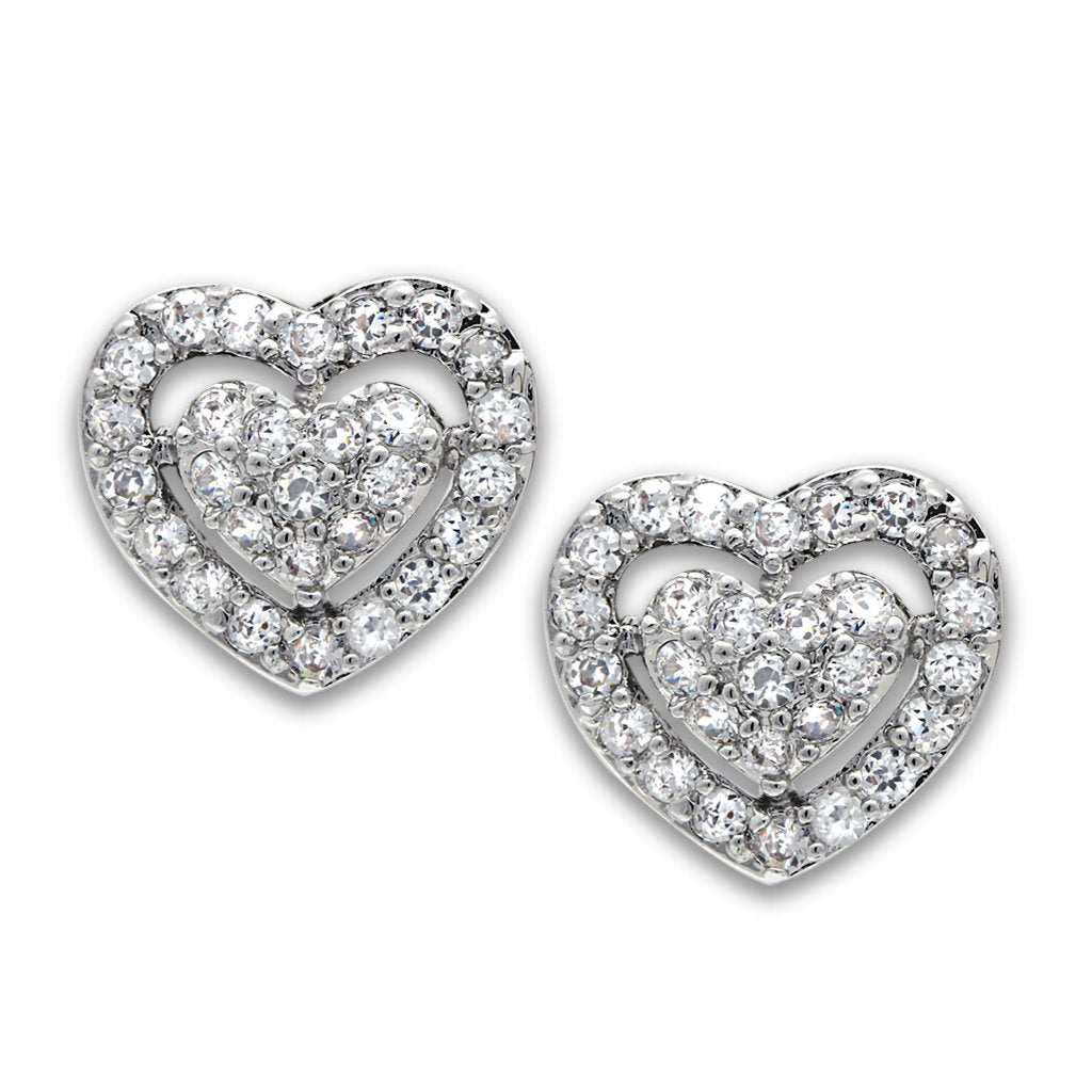 MALO2042 - Rhodium Brass Earrings with AAA Grade CZ  in Clear