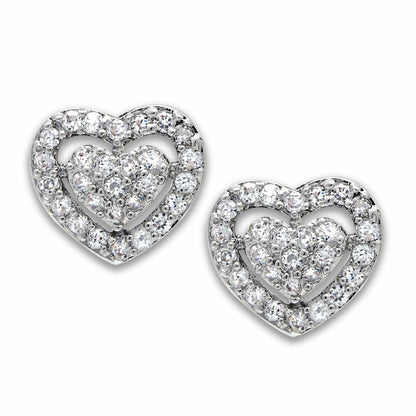 MALO2042 - Rhodium Brass Earrings with AAA Grade CZ  in Clear