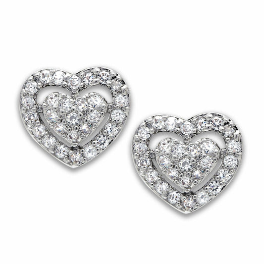 MALO2042 - Rhodium Brass Earrings with AAA Grade CZ  in Clear