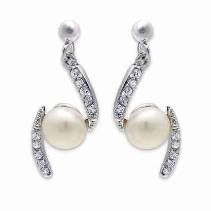 MALO2044 Rhodium Brass Earrings with Synthetic in White