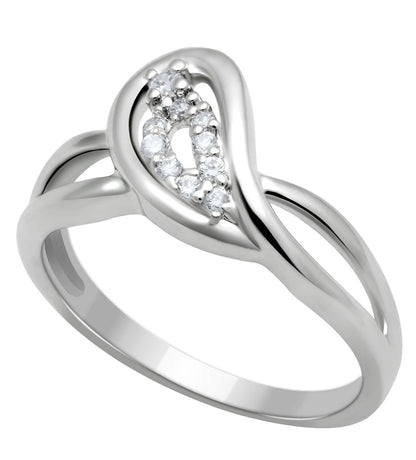 MALO2051 - Rhodium Brass Ring with AAA Grade CZ  in Clear