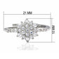 MALO2052 - Rhodium Brass Ring with AAA Grade CZ  in Clear