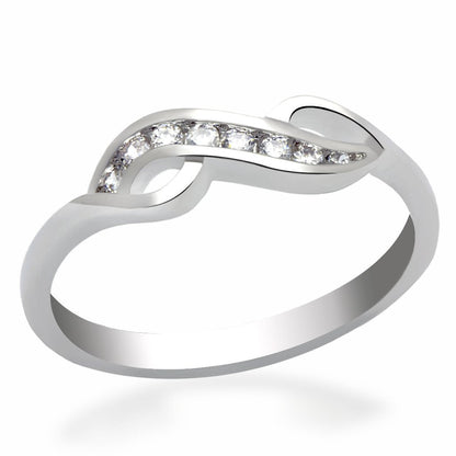 MALO2053 - Rhodium Brass Ring with AAA Grade CZ  in Clear