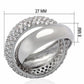 MALO2055 - Rhodium Brass Ring with AAA Grade CZ  in Clear