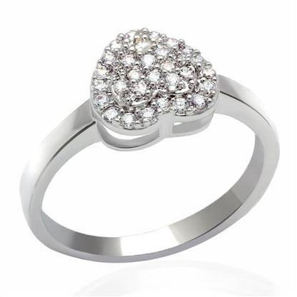 MALO2056 - Rhodium Brass Ring with AAA Grade CZ  in Clear