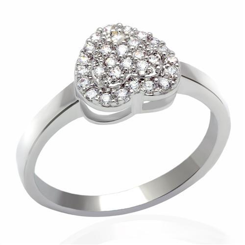 MALO2056 - Rhodium Brass Ring with AAA Grade CZ  in Clear