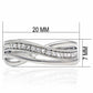 MALO2058 - Rhodium Brass Ring with AAA Grade CZ  in Clear
