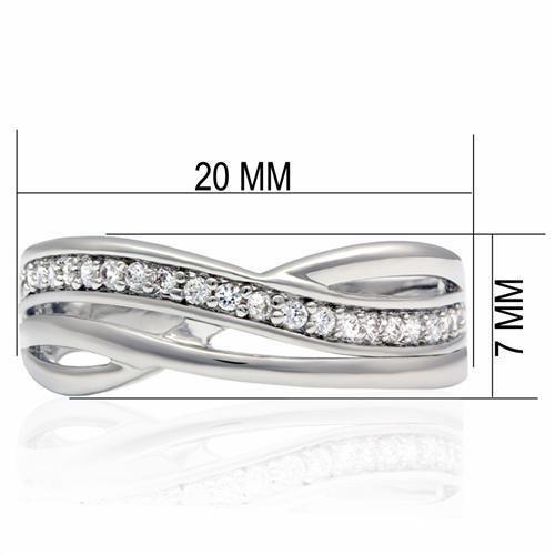 MALO2058 - Rhodium Brass Ring with AAA Grade CZ  in Clear