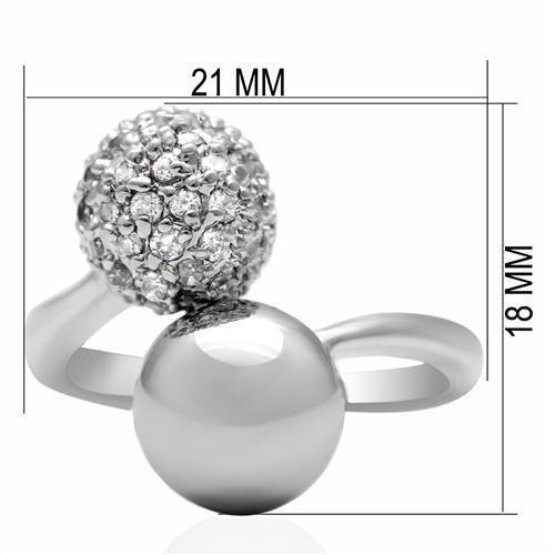 MALO2059 - Rhodium Brass Ring with AAA Grade CZ  in Clear