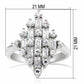 MALO2061 - Rhodium Brass Ring with AAA Grade CZ  in Clear