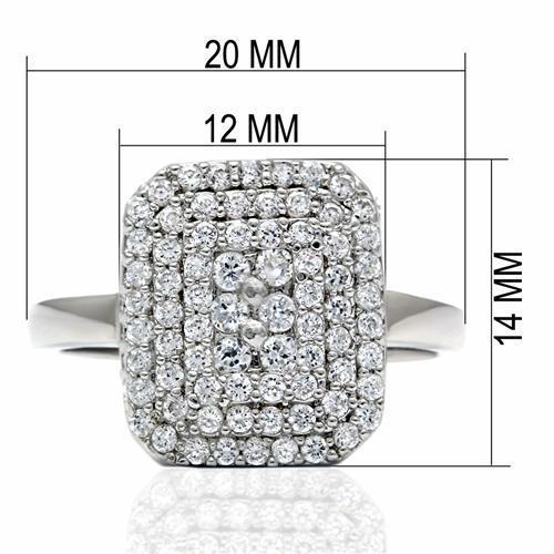 MALO2064 - Rhodium Brass Ring with AAA Grade CZ  in Clear