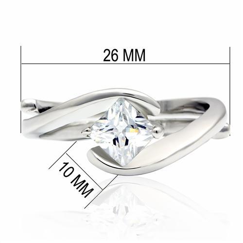 MALO2067 - Rhodium Brass Ring with AAA Grade CZ  in Clear