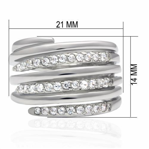 MALO2075 - Rhodium Brass Ring with AAA Grade CZ  in Clear