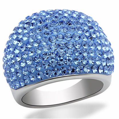 MALO2083 - Rhodium Brass Ring with Top Grade Crystal  in Light Sapphire