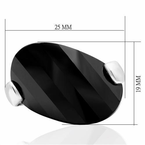 MALO2085 - Rhodium Brass Ring with AAA Grade CZ  in Jet