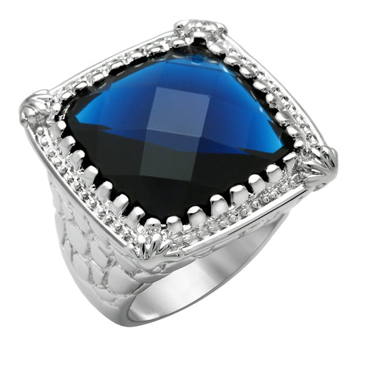 MALO2089 - Rhodium Brass Ring with Synthetic Cat Eye in Montana