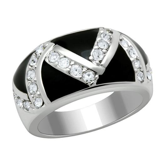 MALO2094 - Rhodium Brass Ring with Top Grade Crystal  in Clear