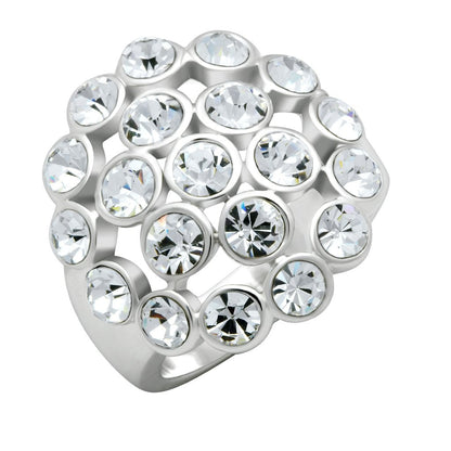 MALO2096 - Rhodium Brass Ring with Top Grade Crystal  in Clear