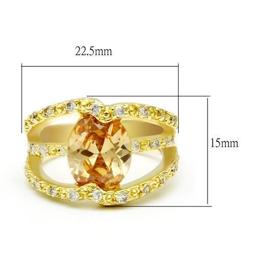 MALO2098 - Gold Brass Ring with AAA Grade CZ  in Champagne