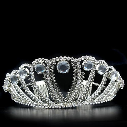 MALO2108 - Imitation Rhodium Brass Tiaras & Hair Clip with Top Grade Crystal  in Clear
