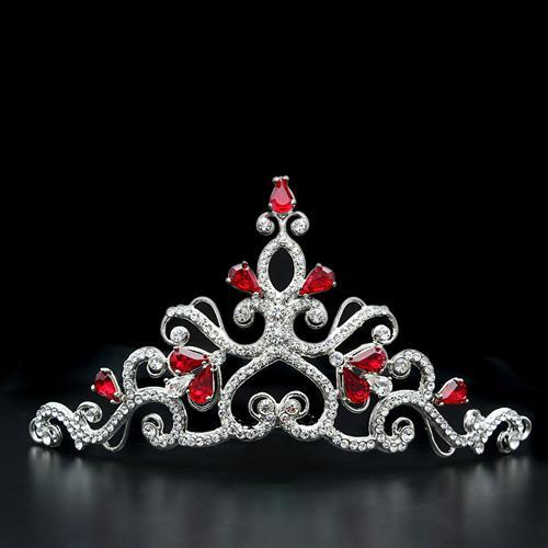 MALO2109 - Imitation Rhodium Brass Tiaras & Hair Clip with Top Grade Crystal  in Ruby
