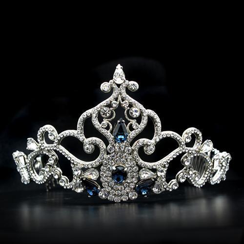 MALO2110 - Imitation Rhodium Brass Tiaras & Hair Clip with Top Grade Crystal  in Montana