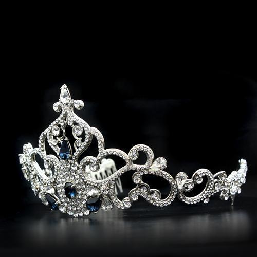 MALO2110 - Imitation Rhodium Brass Tiaras & Hair Clip with Top Grade Crystal  in Montana