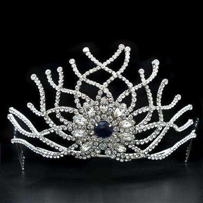 MALO2111 - Imitation Rhodium Brass Tiaras & Hair Clip with Top Grade Crystal  in Montana