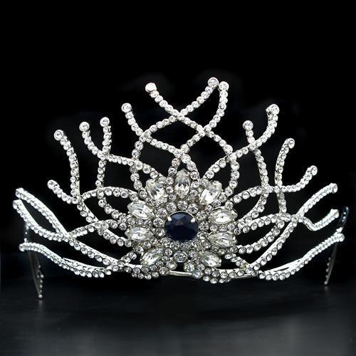 MALO2111 - Imitation Rhodium Brass Tiaras & Hair Clip with Top Grade Crystal  in Montana