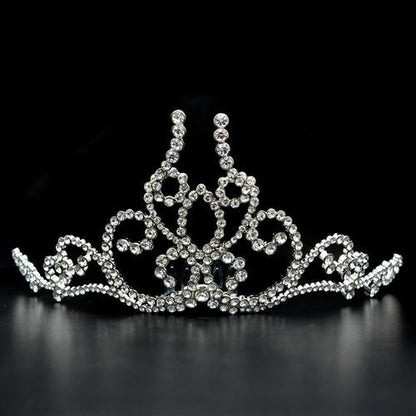 MALO2112 - Imitation Rhodium Brass Tiaras & Hair Clip with Top Grade Crystal  in Clear