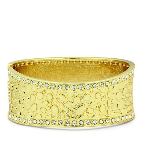 MALO2119 - Flash Gold White Metal Bangle with Top Grade Crystal  in Clear