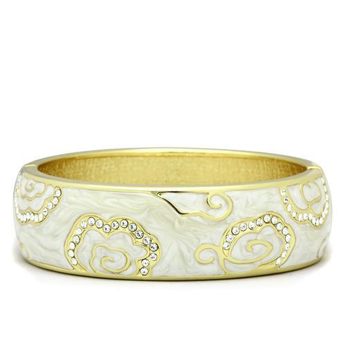 MALO2131 - Flash Gold White Metal Bangle with Top Grade Crystal  in Clear