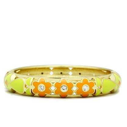 MALO2142 - Flash Gold White Metal Bangle with Top Grade Crystal  in Clear